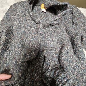 Ruby Rd Sweater Ruffled Vintage Gray With Multicolor Specks Large Womens